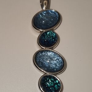 Lia Sophia Blue and Green Oval Pendant Necklace